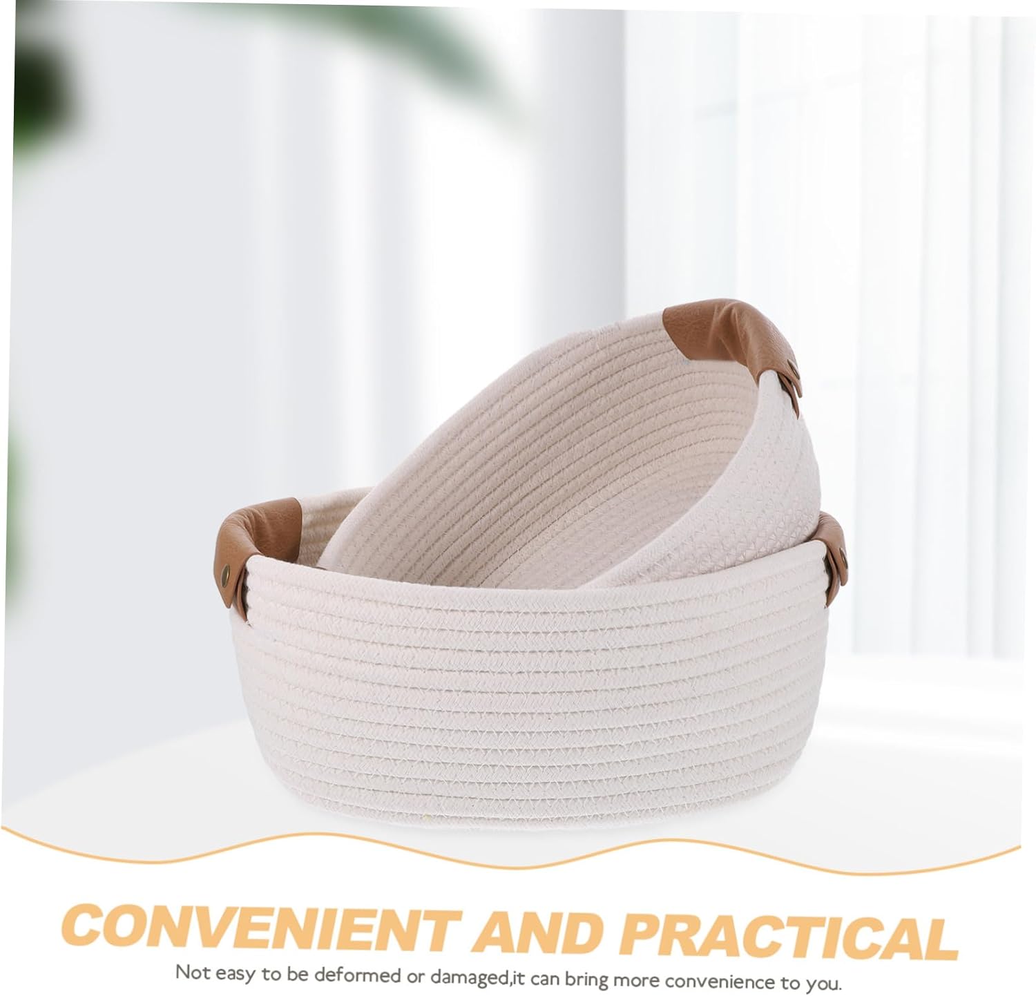 2pcs Cotton Rope Storage Basket Woven Baskets for Organizing Decorative Home Storage