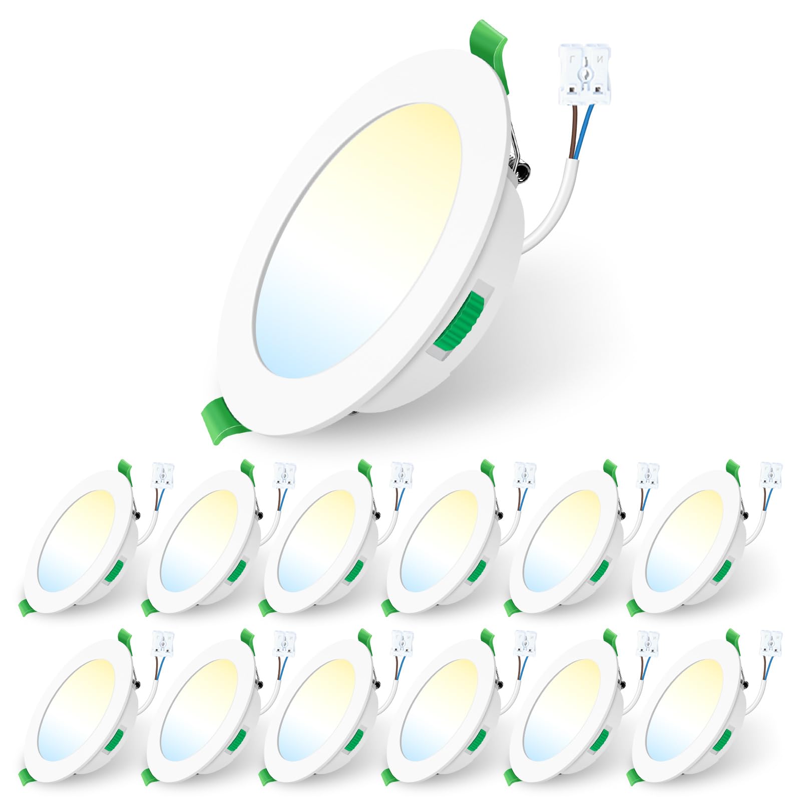 ALUSSO LIGHTING Focos Led Interior Techo,7W 550LM downlight led techo empotrable,3CCT 3000K 4000K 6500K, IP44 Corte 90-100mm, Foco Empotrable Led Techo Para baño,dormitorio,Blanco,12 Pack