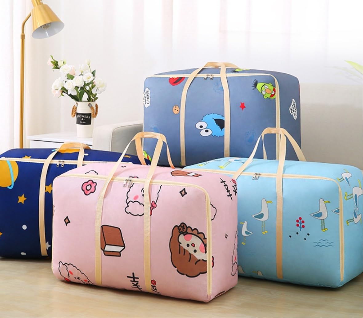 Bolsas Almacenaje Ropa Bolsa De Almacenamiento con Asa Espesor Plegable Bolsa De Almacenamiento Organizador Cubo De Almacenamiento Organizador Armario para Edredones(D,56 * 37 * 24cm)