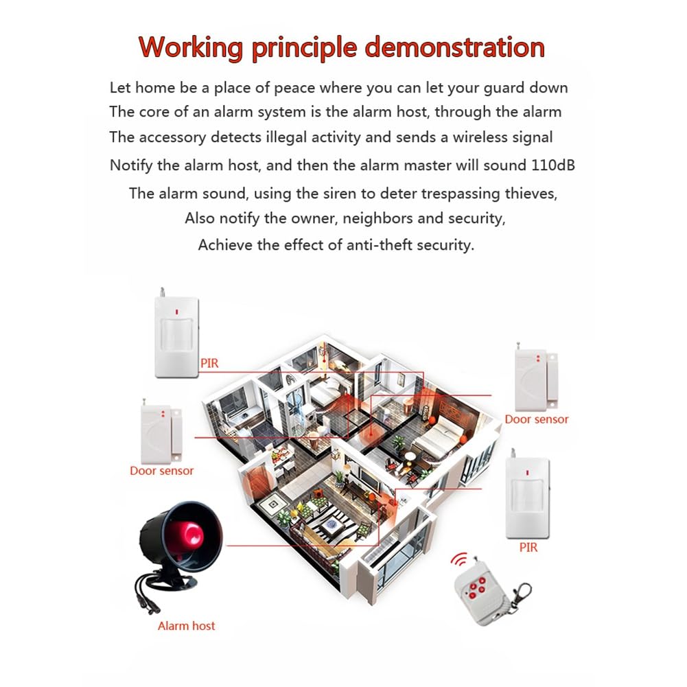Wireless 433 MHz Alarm Sirenensystem für Den Schutz der zu Hause mit Einbrecher Des Tür mit Türsensor Langstrecke Einfach zu Installierende EU -Stecker