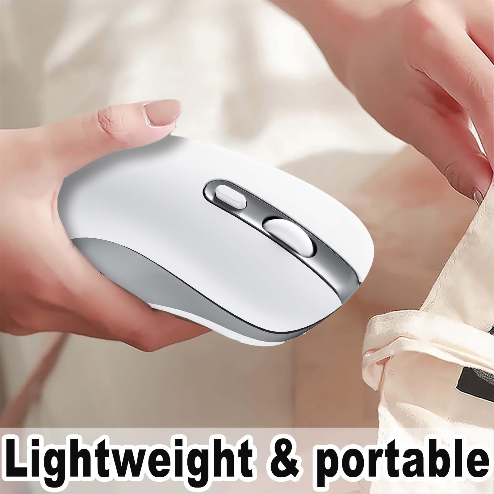 Ratón inalámbrico, silencioso, inalámbrico, Bluetooth, trimodo, con 6 botones, portátil, recargable, diseño ergonómico inalámbrico, 800-1200-1600 DPI ajustable, para tablet, PC, computadora portátil