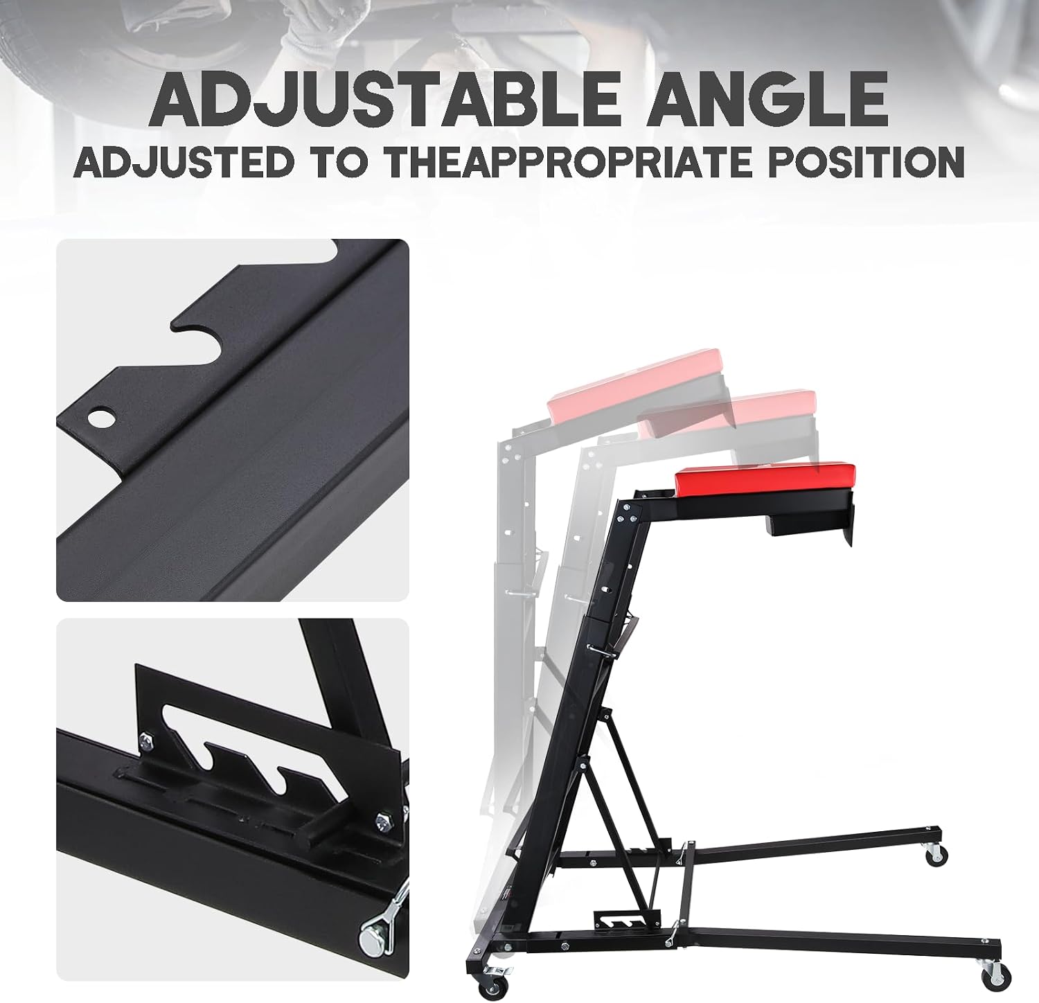 Topside Creeper, 400LBS Capacity, 45"-66" Adjustable Working Height, Collapsible Engine Creeper for Trucks, Garage Shop, Auto Repair