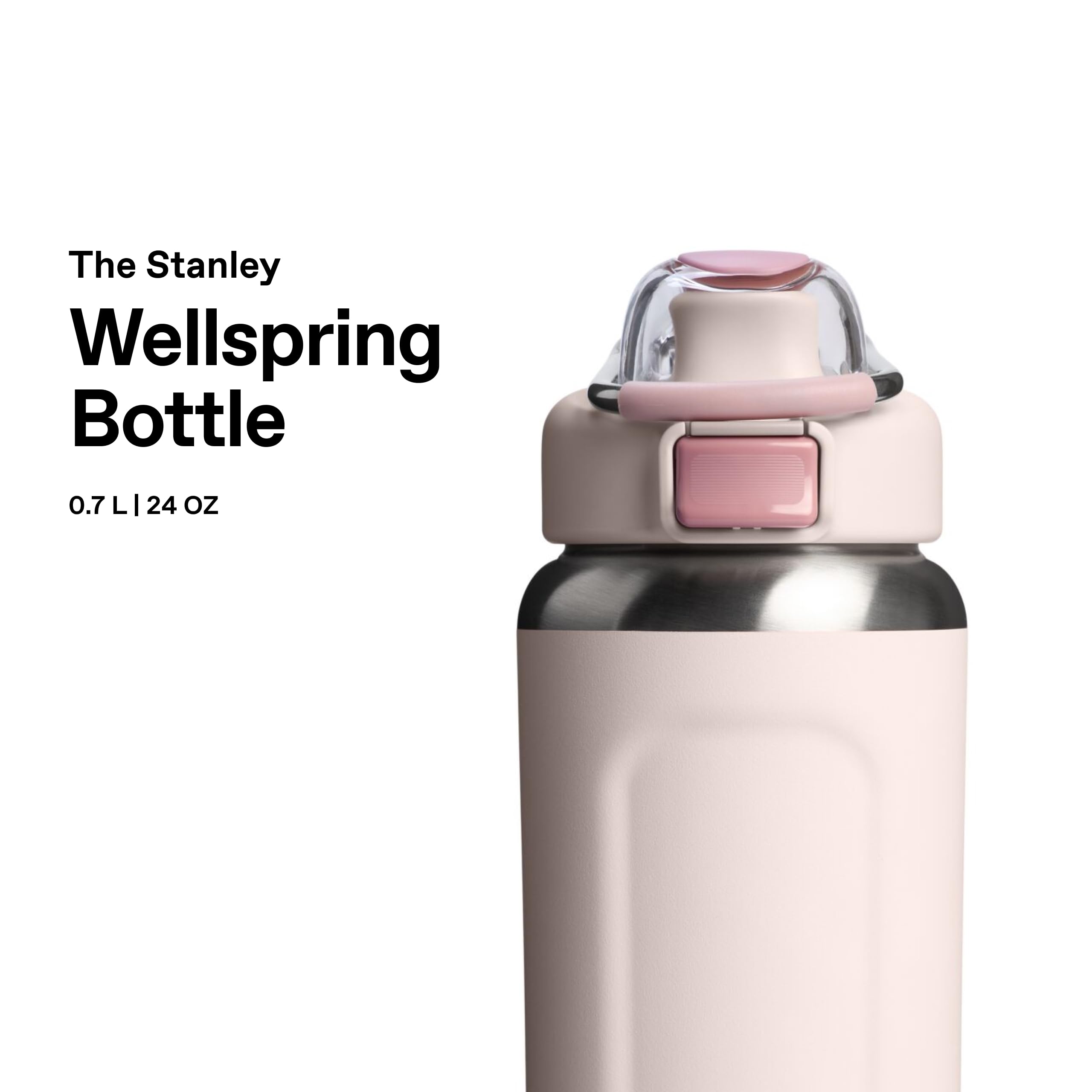STANLEY Wellspring Bottle 0.7L - 12 Horas Fría - 40 Hours Helada - Sin BPA Botella Agua Acero Inoxidable - Apta Para Lavavajillas - Aislamiento Al Vacío - Rose Quartz