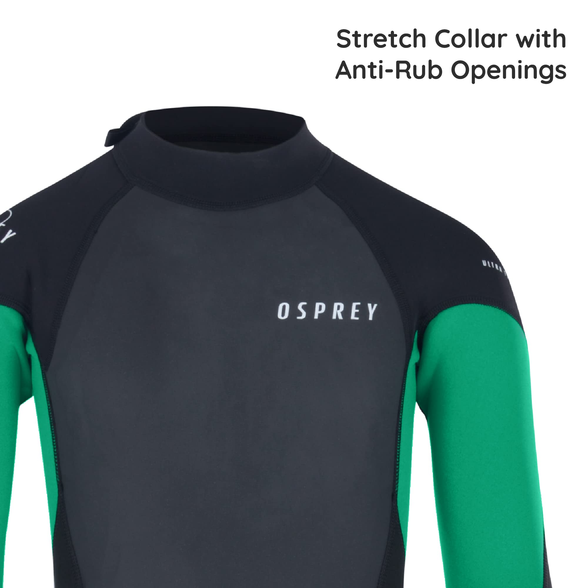 Osprey - Muta Estiva da Bambino, Lunghezza 3 mm, in Neoprene, per Surf, Bodyboarding, Zero, Verde