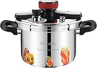 Deeluban 4QT 304 Stainless Steel Pressure Cooker - Induction Compatible, 15 PSI Fast Cooking, One-Hand Lock, Explosion-Proof Safety