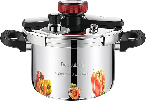 Miniatura 9 de Olla a presión de acero inoxidable de 8 cuartos de galón, olla a presión superior para estufa comercial, bloqueo con una mano, compatible con gas e