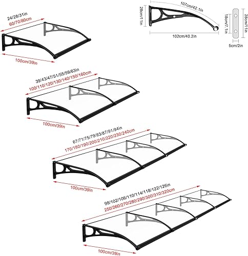 Miniatura 10 de Toldo para puerta delantera para fregadero al aire libre, toldo silencioso de auto limpieza para patio, porche, refugio de protección contra la