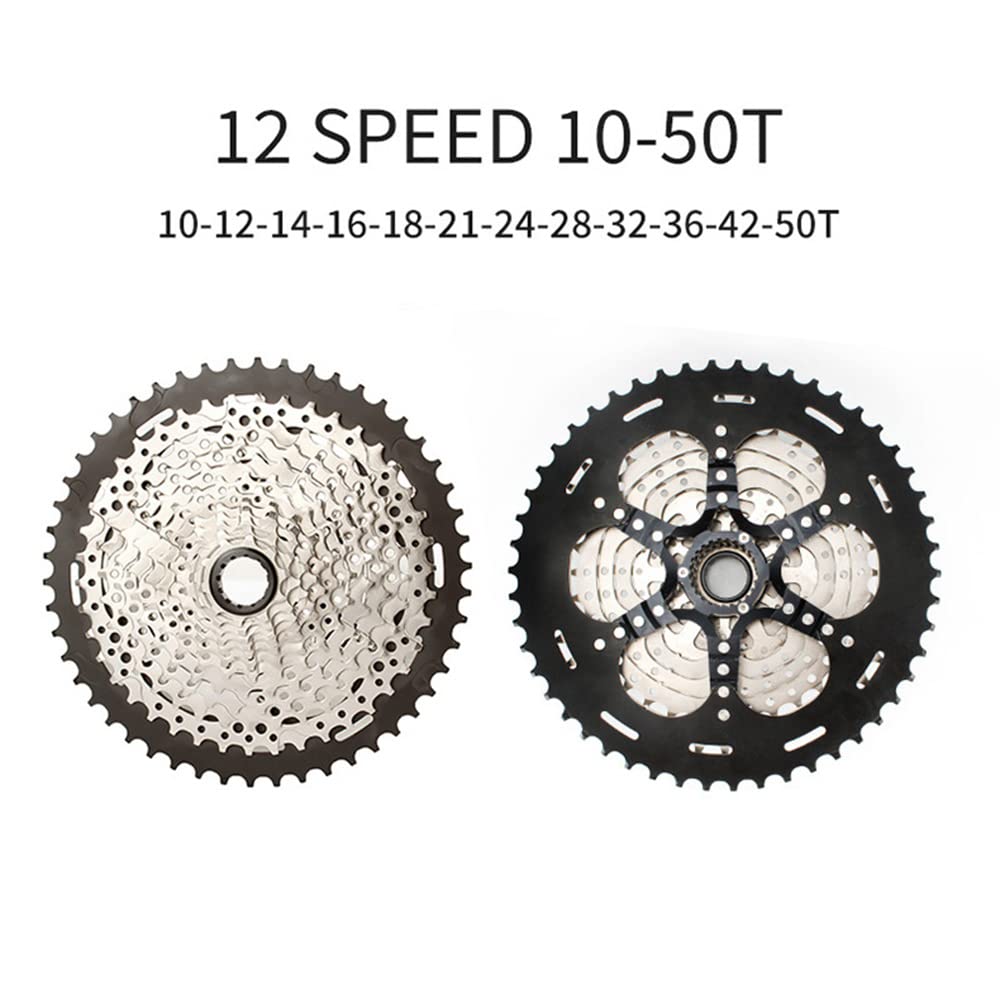Cassette VTT 12 Vitesses 10-50T/52T Micro Spline - Ultra Légère Creuse AL7075 - Compatible Shimano M7100 M8100 XTR
