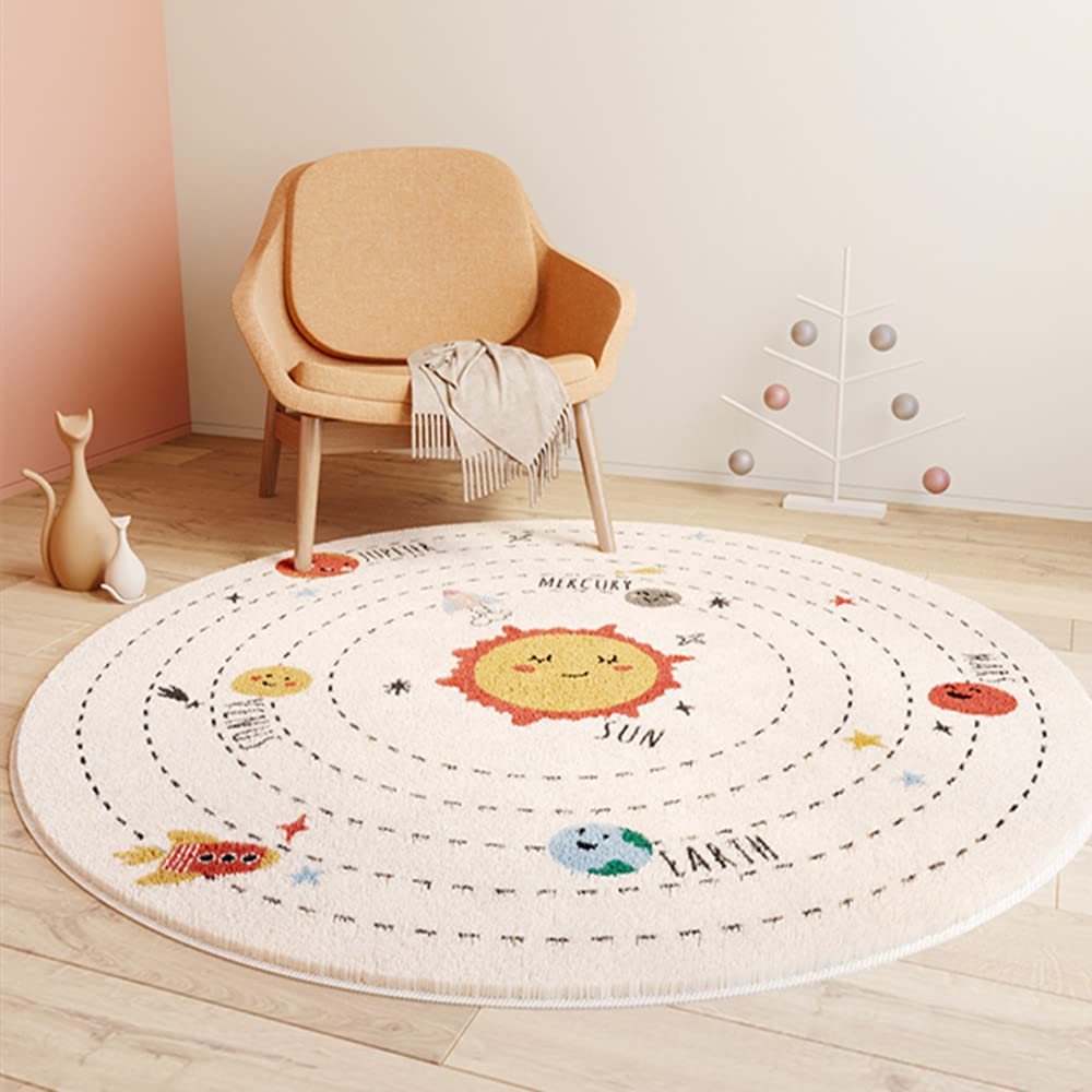 SWECOMZE Kinderzimmer Babymatte Weich Teppich Rund Babyzimmer Krabbeldecke rutschfest Spielmatte Baby Krabbelmatte Groß Kinderteppich Mädchen Jungen (Blume,120 * 120cm)