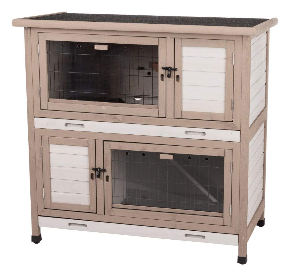 Trixie Natura Kaninchenstall mit Isolierung, 116 x 113 x 65 cm, grau