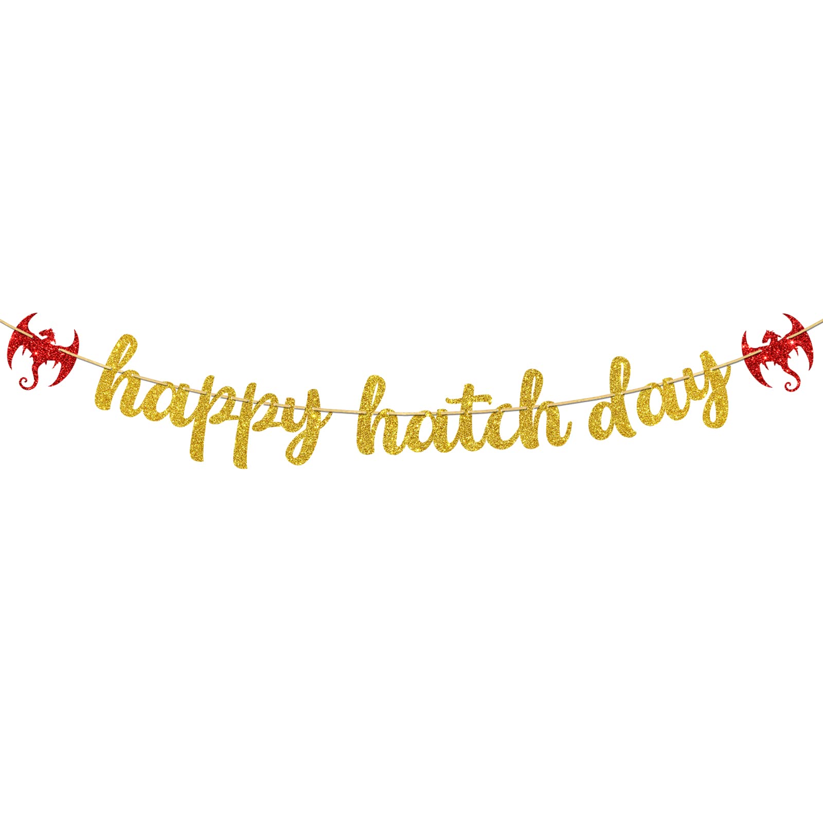 Happy Hatch Day Banner, Hatching Soon Decor, Welcome Baby Dinosaur Baby Shower Party Decorations Gold Glitter