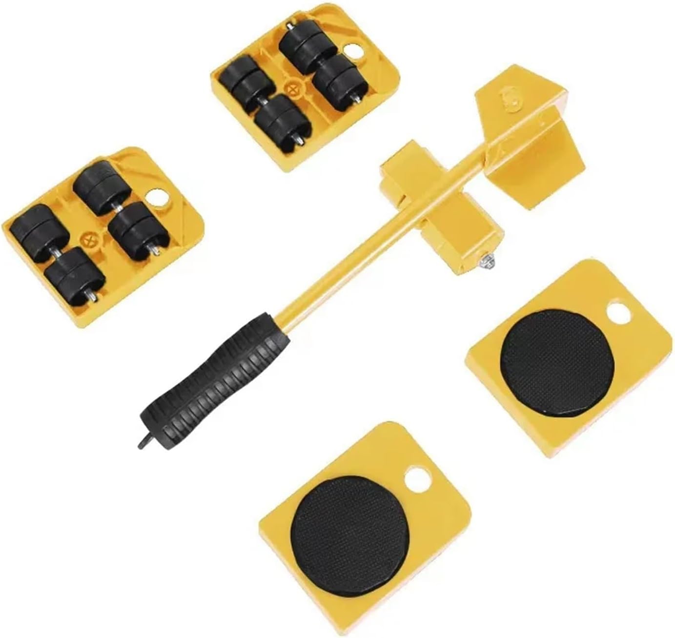 300KG Heavy Duty Furniture Lifter Transport Mover Slides Wheel Easy Tool Set Roller Bar Hand Tools(Yellow)