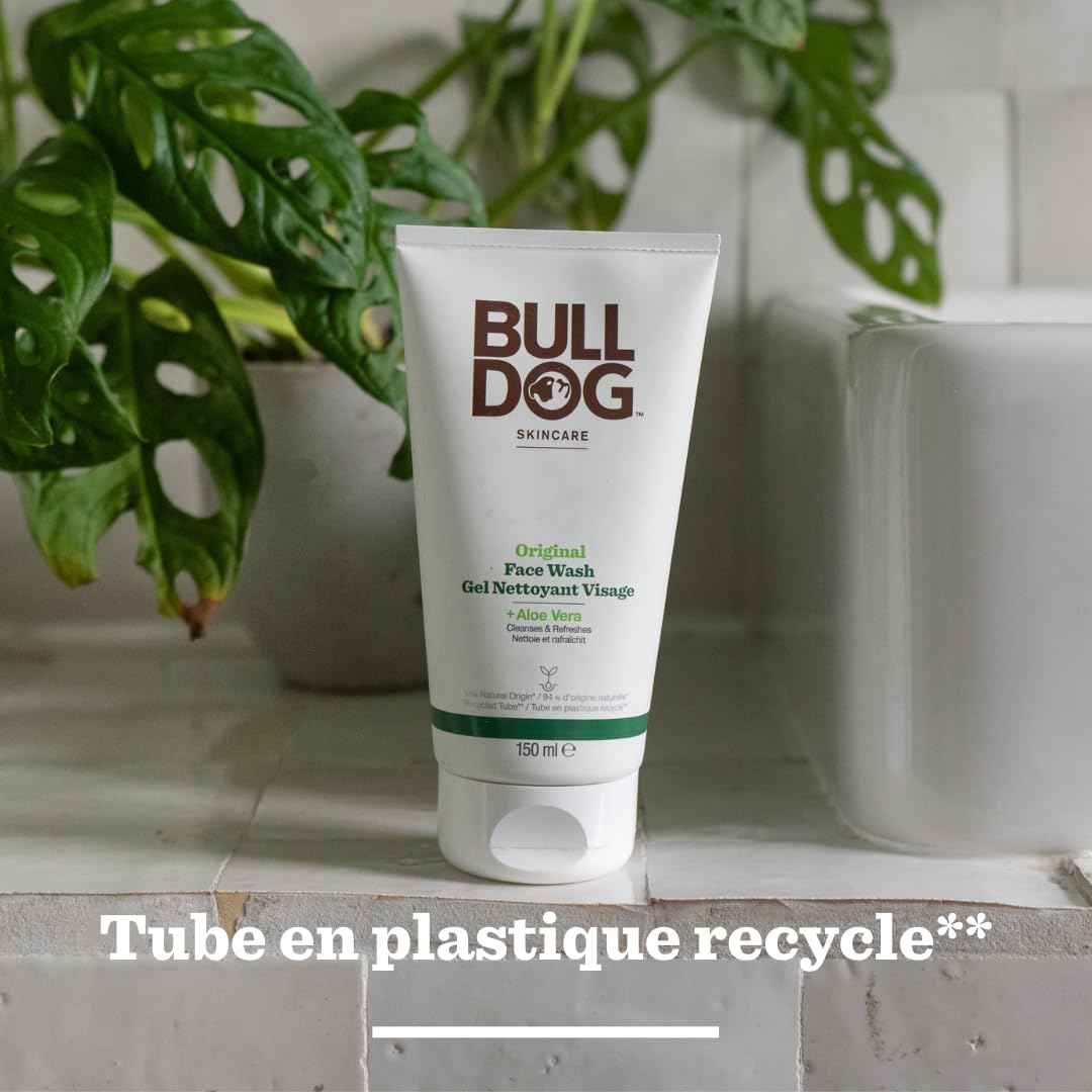 Bulldog Skincare Original Nettoyant visage pour hommes, Soin et nettoyant visage, nettoie et aide à éliminer l’excès de sébum, 150 ml