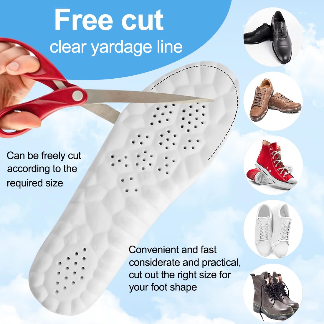 Plantillas Memory Foam para Deporte, Trabajo y Uso Diario - Ortopédicas Transpirables Amortiguadoras 43-44
