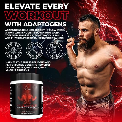 Image of VIOLENCE Stim Free Pre Workout Powder by REVSCI, Precision Dosed Non Stim Preworkout Pump Pre Workout Caffeine Free Pre Workout Powder, Pump Supplement & Stimulant Free Nitric, Watermelon, 25 Servings