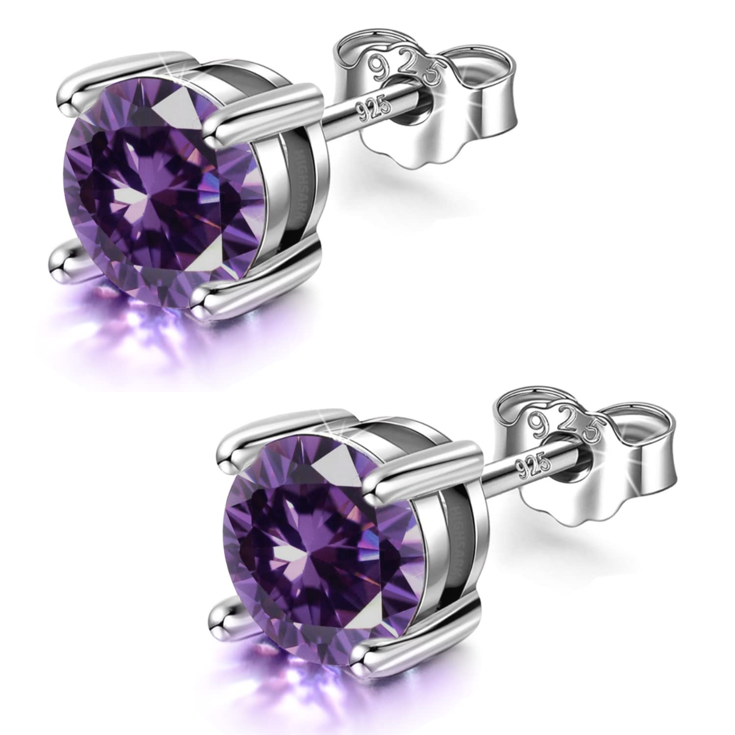 HighSpark925 Silver Birthstone Solitaire Earrings for Women | 92.5 Sterling Silver and Diamond like Brilliance Sparkling Zirconia | January to December | Lovely Gift