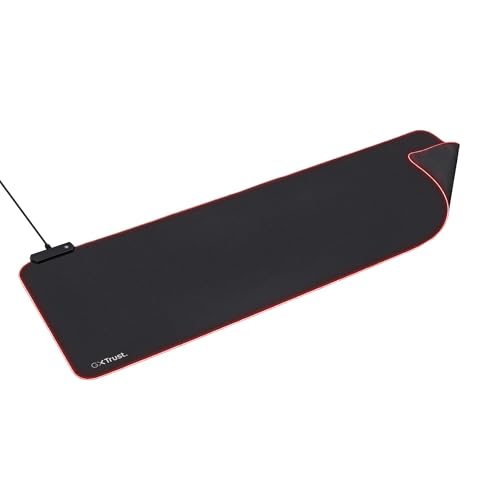 Cavo a treccia da 1,8 m GXTrust 764 RGB Tappetino per Mouse Gaming Glide-Flex XXL 930x300mm, Base in Gomma Antiscivolo, Superficie Ottimizzato, Accessori da Gioco, Mousepad per PC Portatile Laptop con Illuminazione LED, Nero