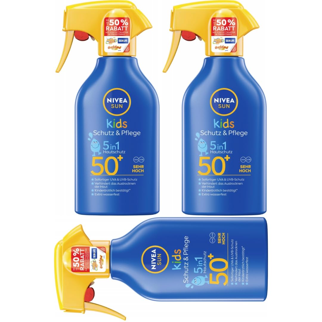 Mit Pufai Überraschungsgeschenk, Sonnenschutzmittel Sun Kids Schutz & Pflege 5in1 LSF 50+ Sonnencreme LSF 50+ 250 Mililiter x 3 STÜCK