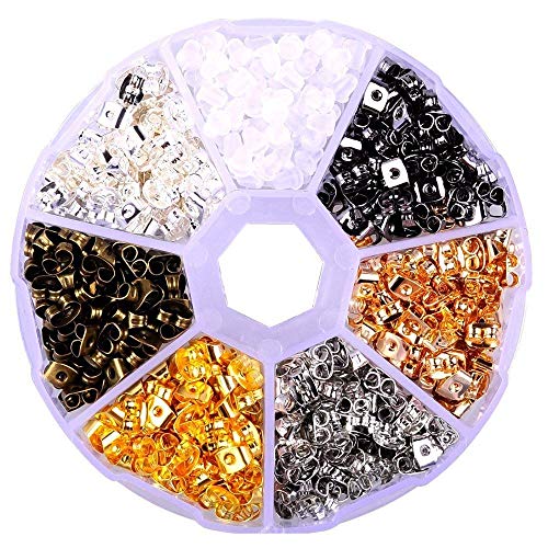 Supla 700 Pcs 7 Colors Earring Backs Clear Rubber Bullet Earring Safety Backs
