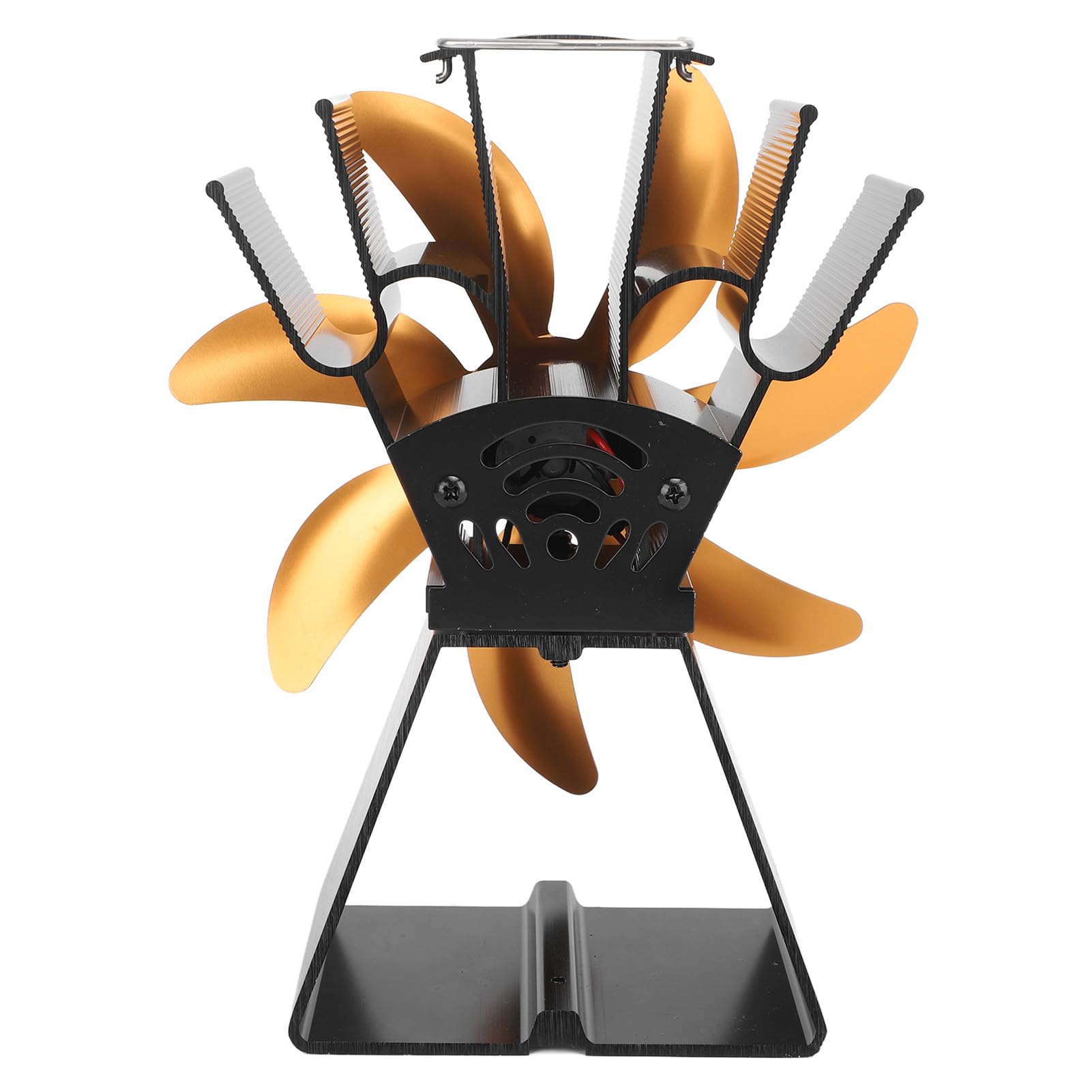 mingzhe Ventilatore per Stufa Alimentato a Calore a 7 Pale Funzionamento Silenzioso Ecologico per Caminetti Domestici Design Compatto in Lega di Alluminio (Oro)