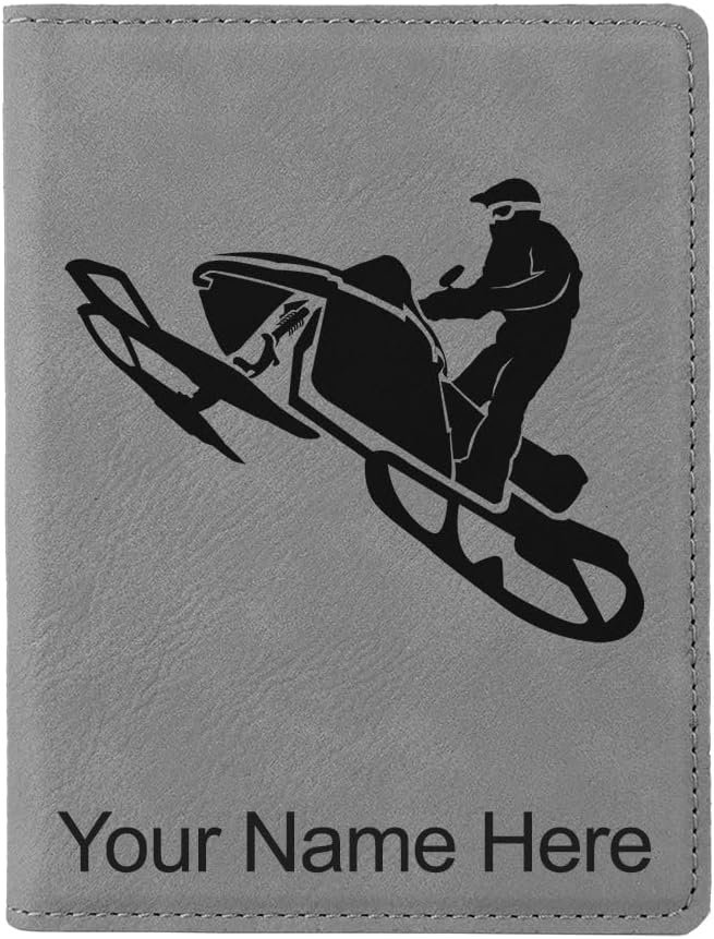 LaserGram Faux Leather Passport Holder, Snowmobile, Personalized Engraving Included (Teal)