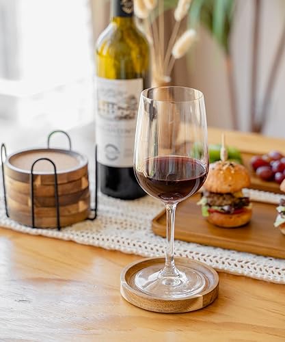 Miniatura 4 de Posavasos para bebidas absorbentes con soporte, posavasos de corcho de madera de acacia para mesa de café, posavasos de mesa de madera para