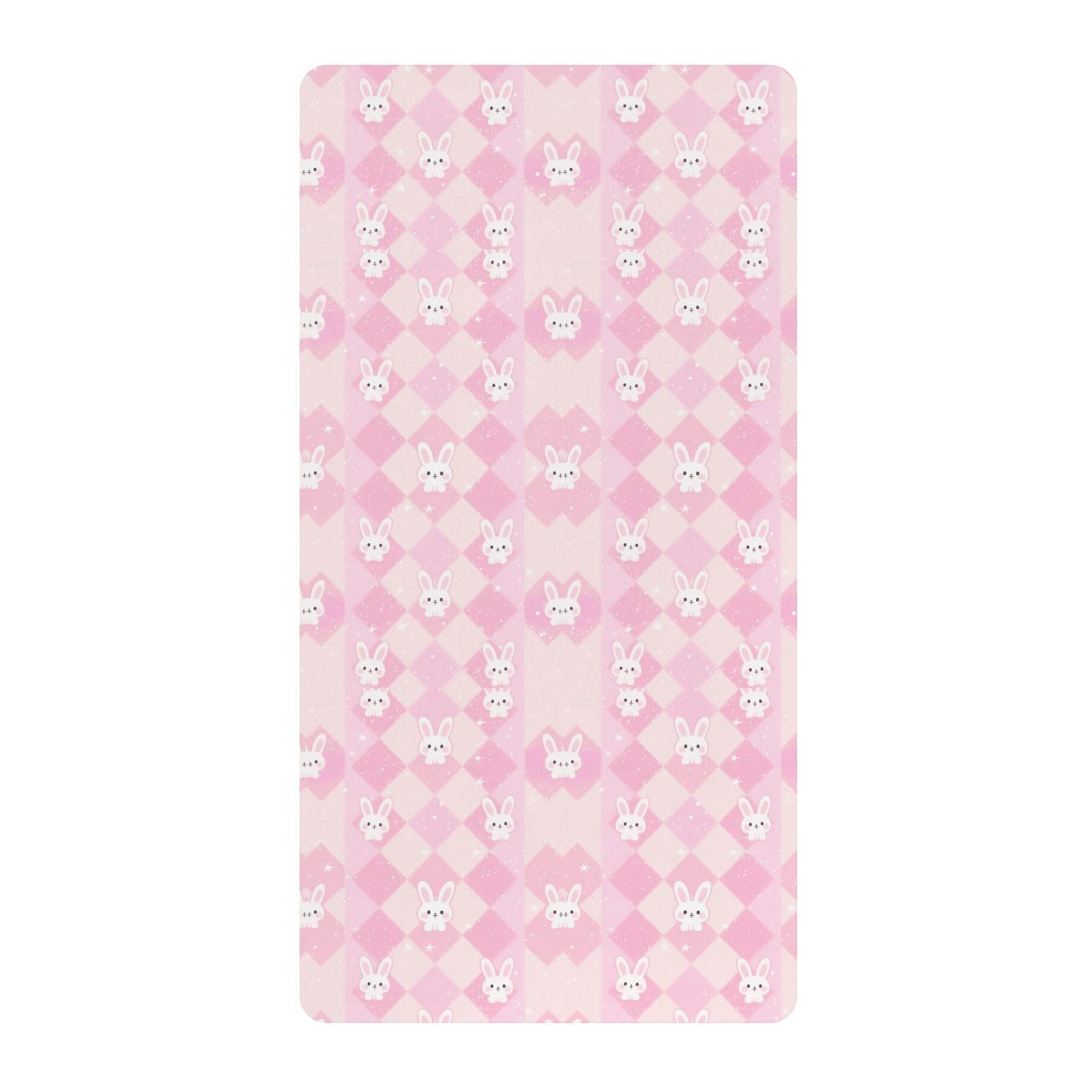 Sábanas de algodón para cuna de bebé, cómodas y transpirables, diseño de conejo pastel, melocotón, para decoración de guardería, 1 paquete de juego de sabanas para 52 x 28 pulgadas