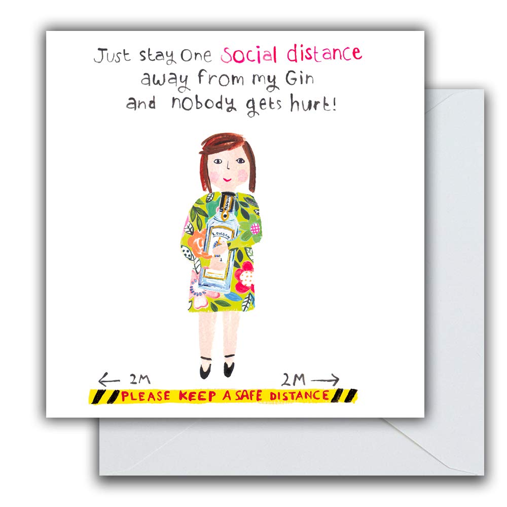 Funny Birthday Gin Card, Funny Birthday Card, Birthday Card For Her. Funny Gin Social Distance Card, Happy Birthday Humorous Greetings Card for Female