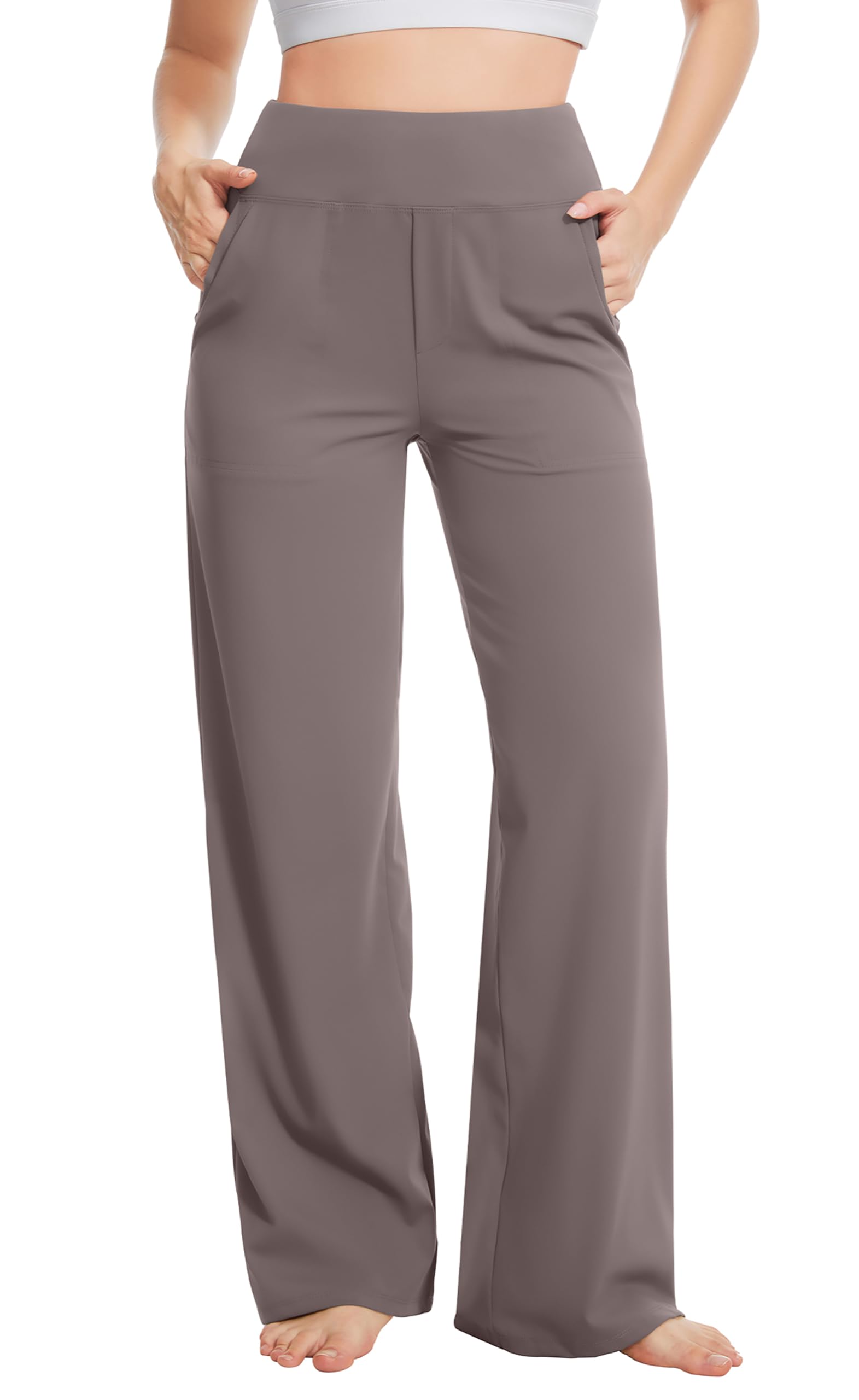 Talovee Yoga Pants Women Wide Leg Pants High Waist Stretch Dress Casual Sweatpants Lounge Pants with Pockets