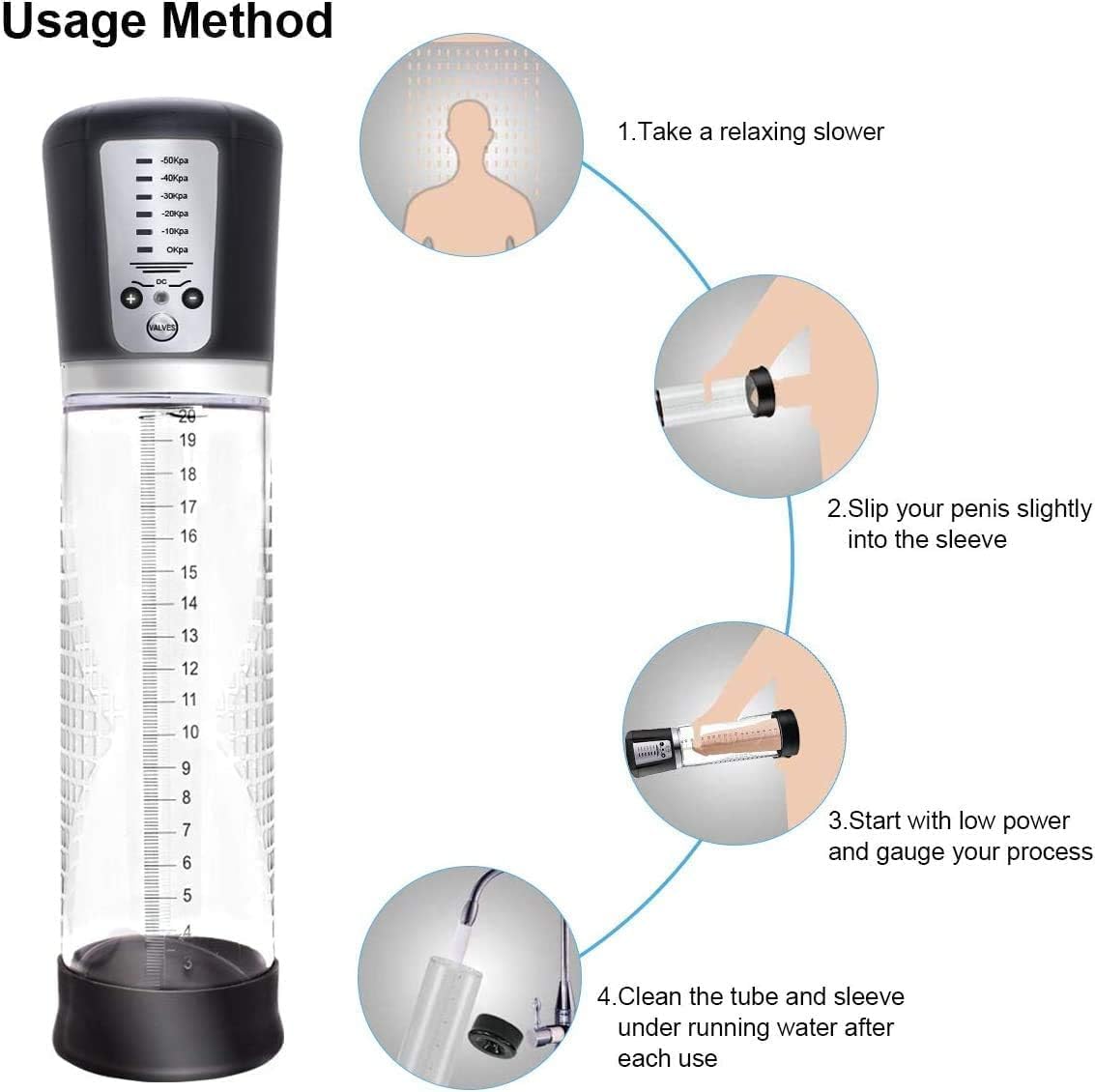 Bomba de Vacío Eléctrica para Pene - Alargador de Pene Masculino - Masturbador de Erección con 5 Intensidades Entrenamiento - 3 Anillos de Silicona - Eléctrico Ampliadora del Pene