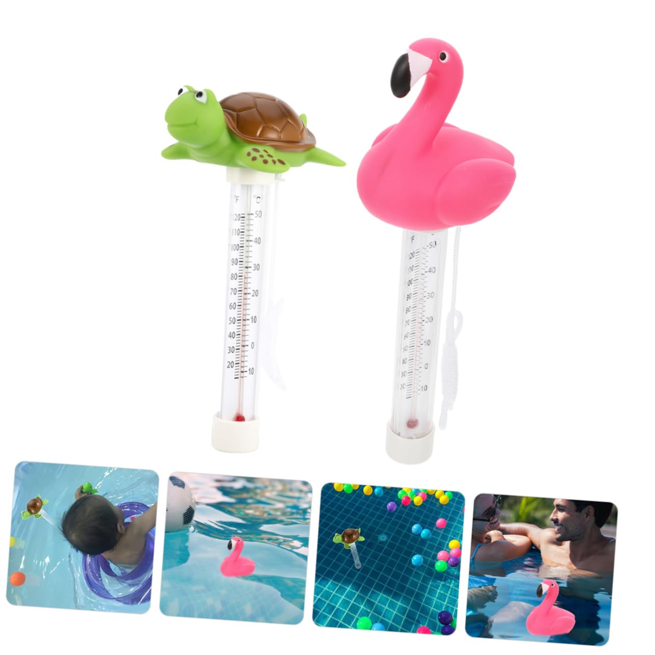 2 Pezzi Termometro Galleggiantper Piscina e Bagnetto Design Flamingo e Misurazione Temperatura Celsius e Fahrenheit Facile Resistente per Esterno
