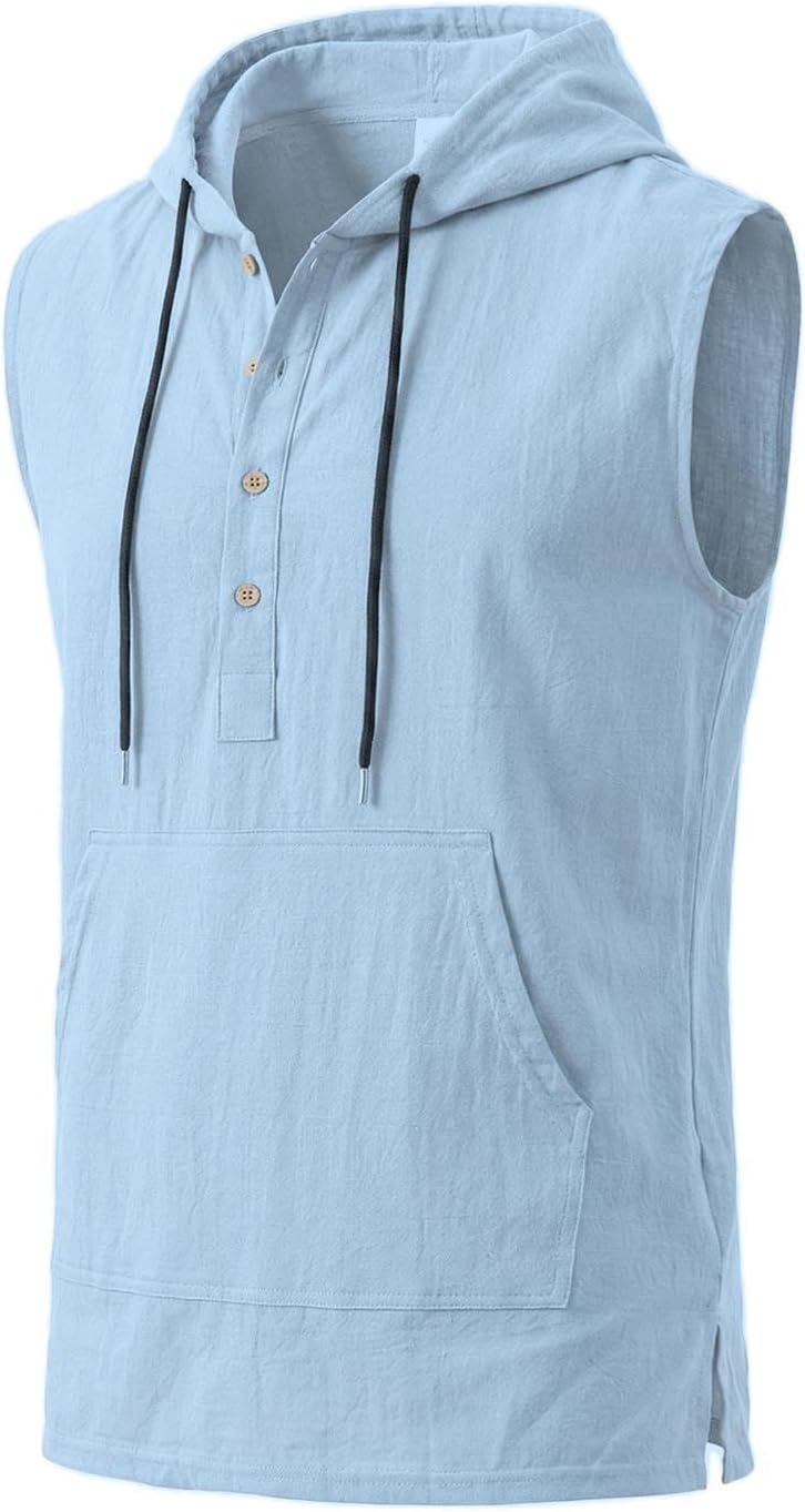 Summer 2 Piece Sweatsuits for Men Sleeveless Hoodies Shorts Set | Men's Loose Workout Sets Casual Tank Tops Bermuda Two Piece Tracksuits Comfy Sportswear