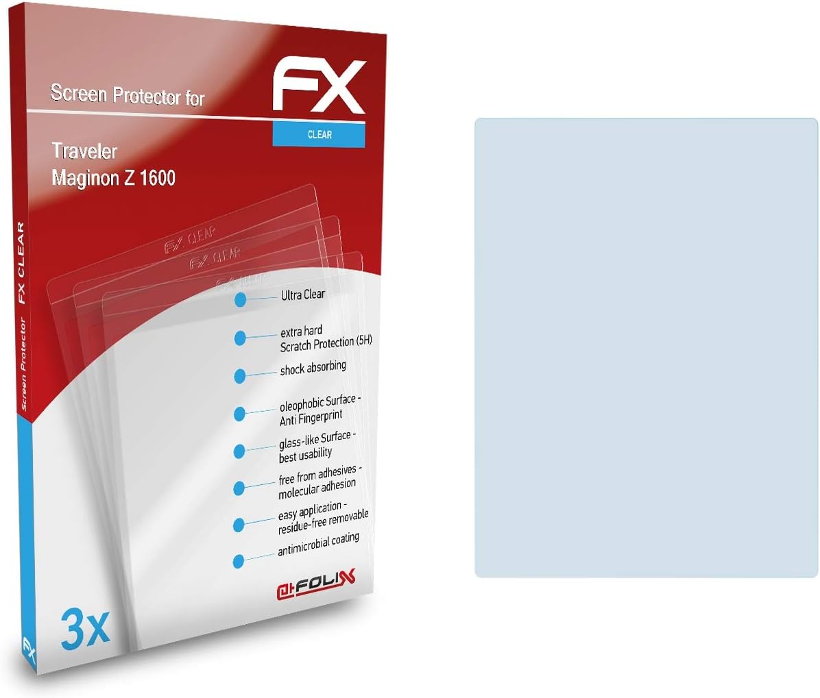 Screen Protection Film compatible with Traveler Maginon Z 1600 Screen Protector, ultra-clear FX Protective Film (3X)
