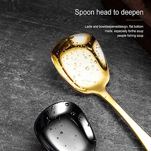 Stainless Steel Soup Spoons,4 PCS Table Spoons,Dinner Spoons,Rice Spoons,Stainless Steel Buffet Serving Spoon, Large Serving Spoon Flat Square Spoon (7.28inch Length 1.88 Width)