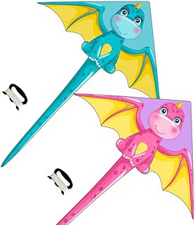 2 Pack Dragon Kite, Extremely Easy to Fly Kites, Kites for Kids Ages 4-8 8-12 Kites for Adults, Kites for Toddlers Age 3-5, Kites 2 Pack, Beach Kite, Beginner Kite, Kites for Girls, Boys
