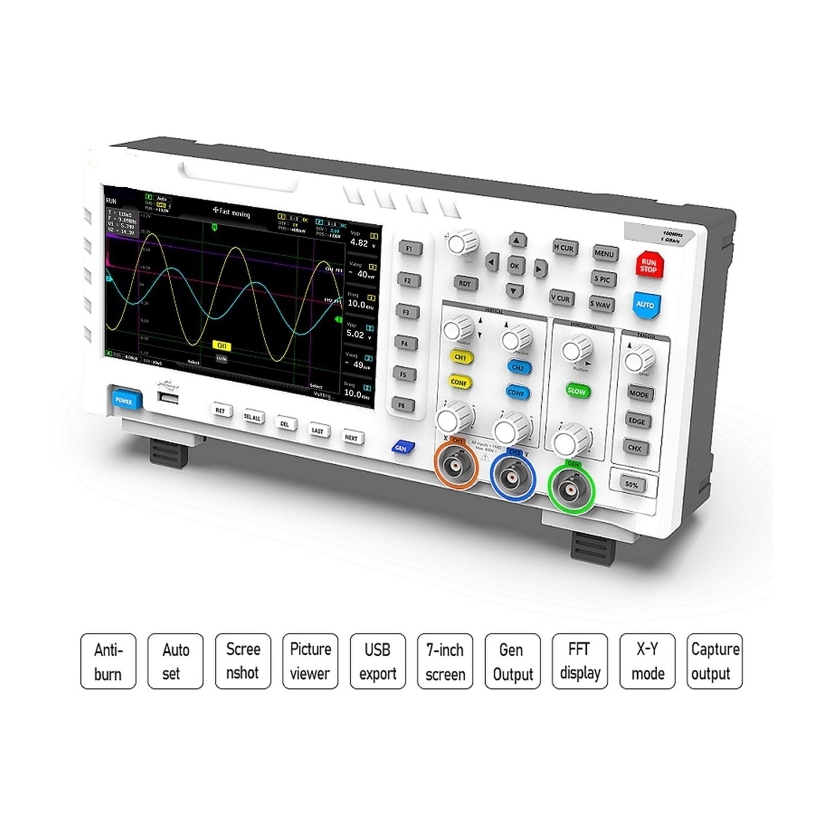 Oscilloscope numérique 1014D générateur de Signal d'entrée double canal 2 en 1 bureau 1GSa/s taux d'échantillonnage sonde P4100(1014D)