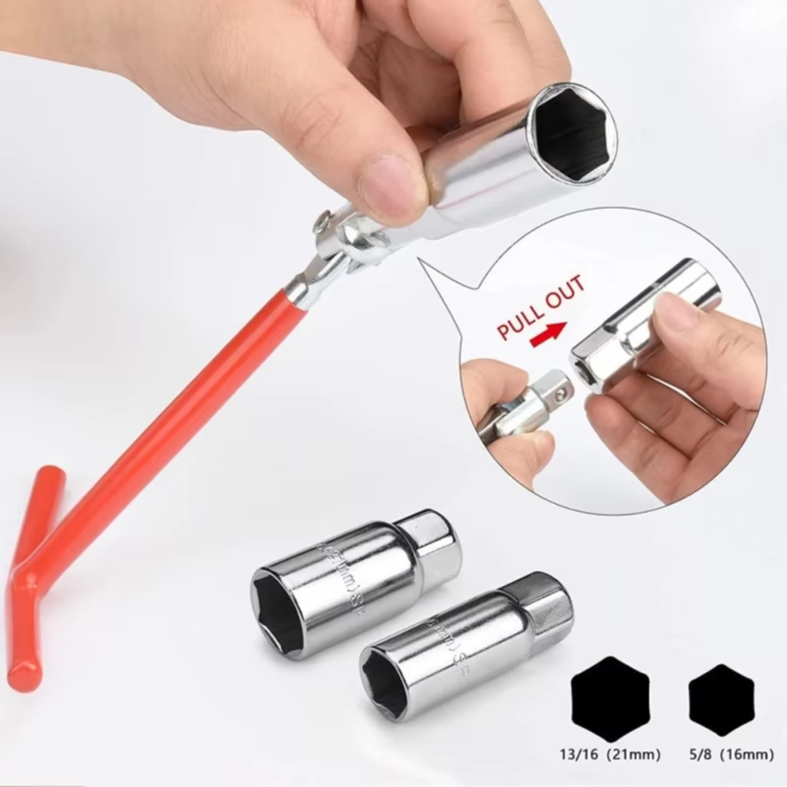 Klucz do świecy zapłonowej, 1 sztuka, zestaw narzędzi do naprawy samochodu 3 w 1, klucz nasadowy do świec zapłonowych, klucz z uchwytem T 18 mm/21 mm