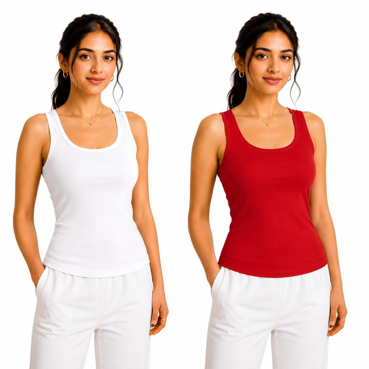 Women's Cotton Sleeveless Camisole Tank Top | Soft Stretch Cotton Blend Innerwear Vest | Broad Shoulder Strap Round Neck Long Camisole | Layering Top for Kurti, Shirt, Saree, Office & Daily Use-image-40