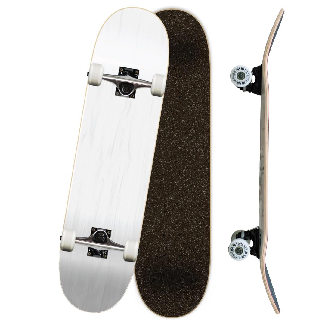 Yocaher Pro Skateboards Blank, Checker, Camo Professional Complete Skateboard 7.75" w/ 7Ply Maple Deck, Aluminum Alloy Truck, ABEC-9 Bearing, 54mm Skateboard Wheels, Concave Cruiser Trick Skateboard