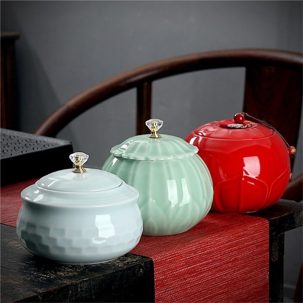 Pojemniki na herbatę i przechowywanie Celadon, pojemnik do przechowywania herbaty sypkiej, ceramiczny słoik z uszczelnieniem, chiński zestaw do herbaty, słoik na herbatę Wake Up (E)