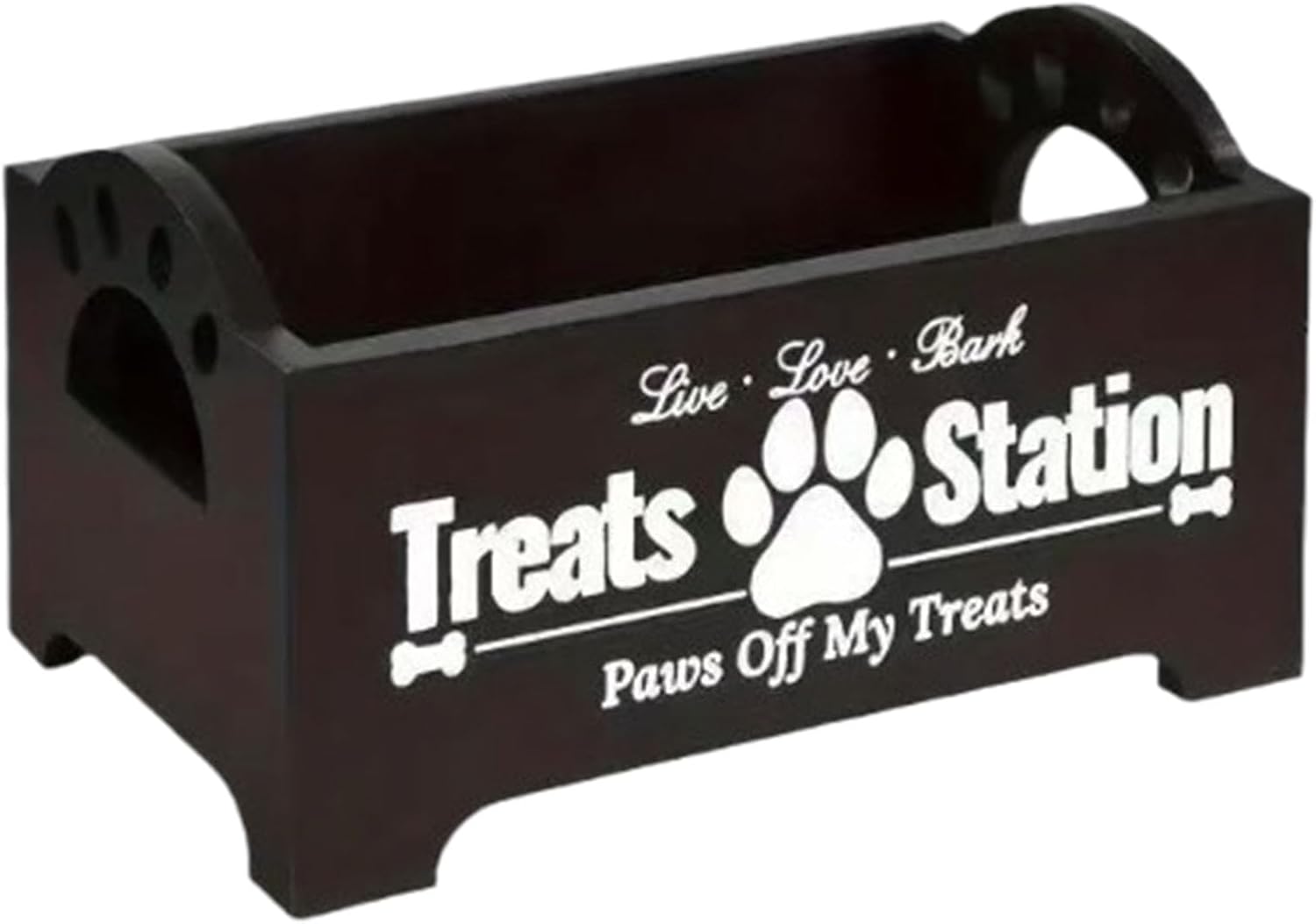 Wood Pet Treat Container Multifunctional Dog Food Storage Organiser With 2 Jars Cats Snacks Holder Box Wood Dog Food Holder