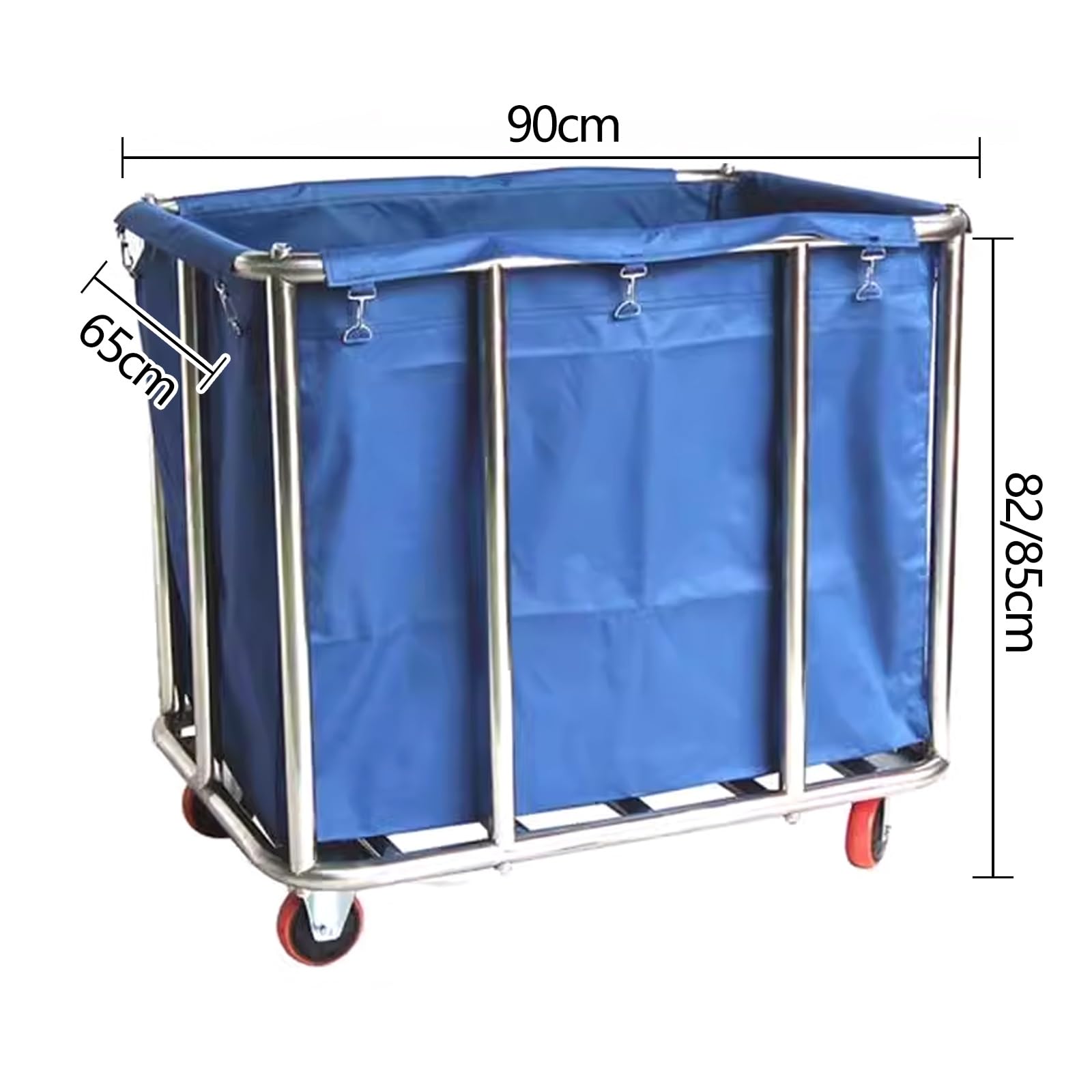 Cesta Ropa Sucia con 4 Ruedas Carro de Limpieza Profesional Gran Uso Acero Inoxidable Intensivo Cesta de La Ropa 100kg de Carga para Uso Comercial y Doméstico(Brown,90 * 65 * 85cm)
