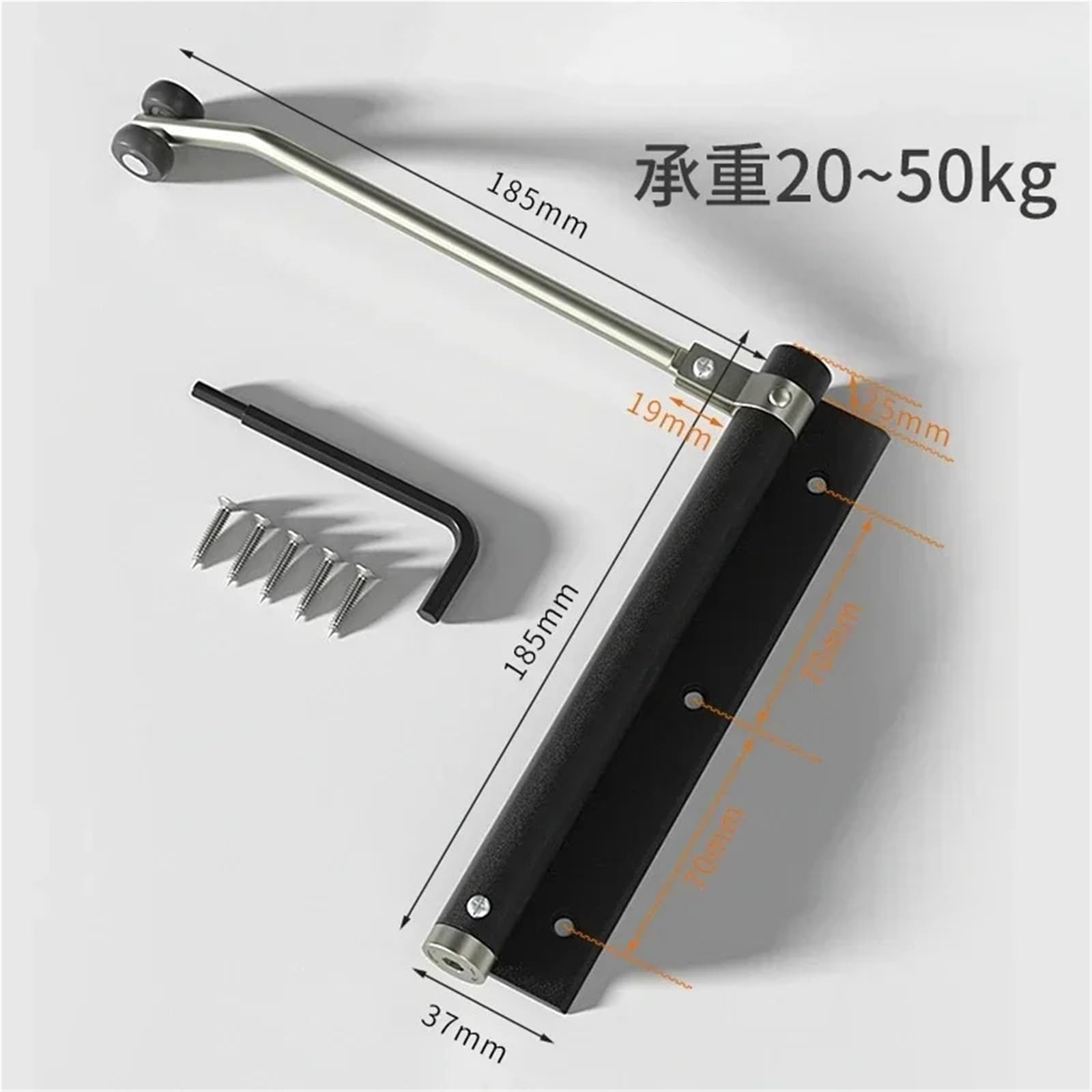 Chiudiporta automatico in lega di alluminio da 2 pezzi invisibile for porta for uso domestico Cerniera a molla con ritorno Per Porte(Black)