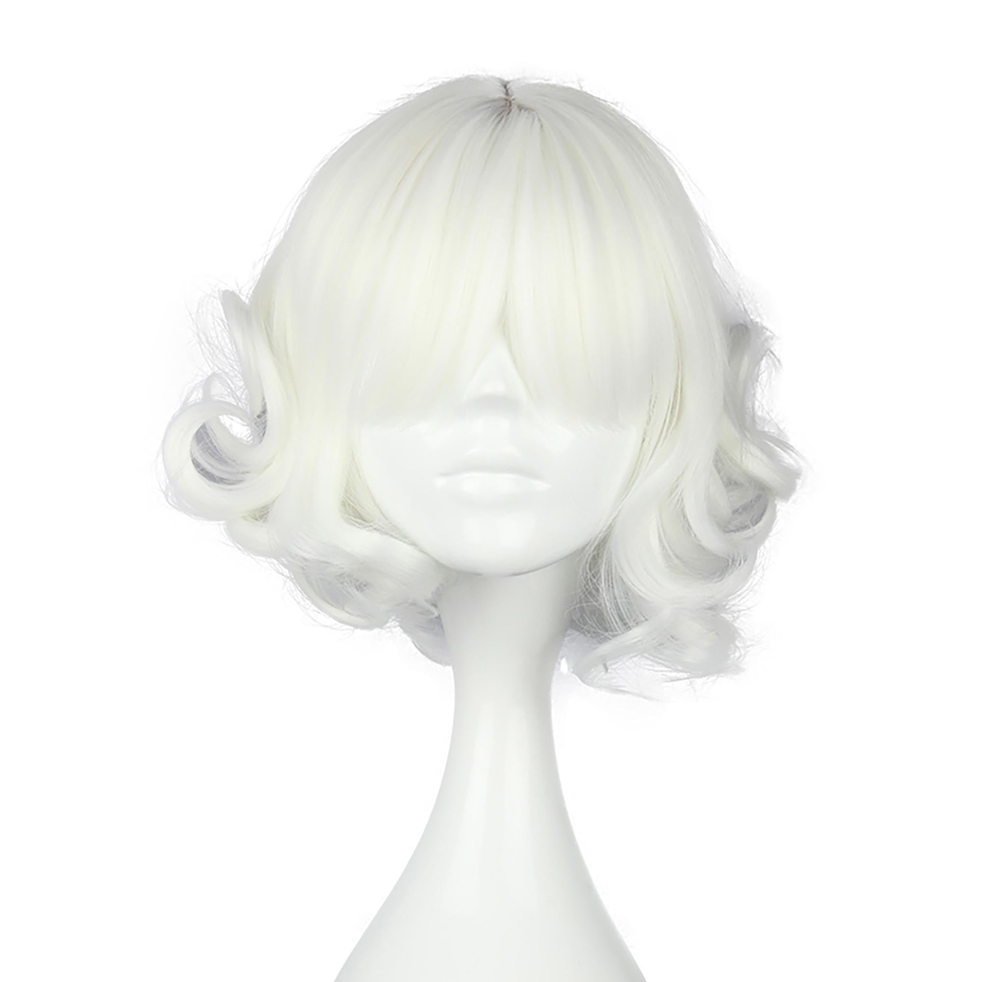 VOCOSTE Wigs for Women 12" White Curly Wig with Wig Cap