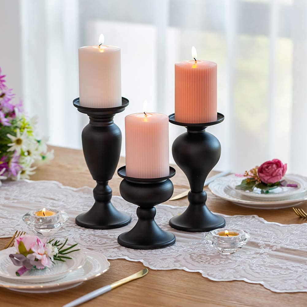 Buy A Piece of Wood Black Candle Holders Mango Wood Candle Holders