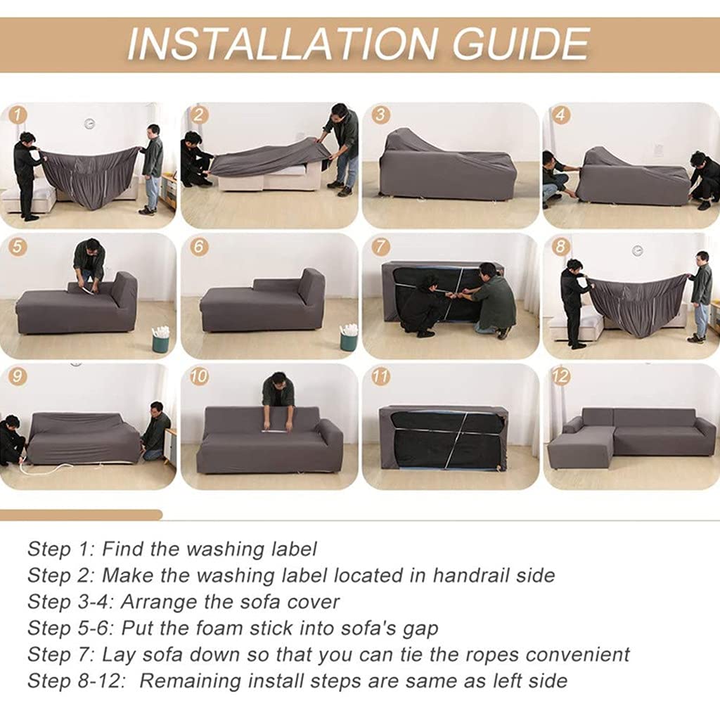 Hiseng Copertura Divano Elasticizzato Chaise Longue Copridivano Angolare Antiscivolo Copridivano Componibile per Divano a Forma di L 2 Pezzi Universale Protettore (Grigio,2 posti + 3 posti)