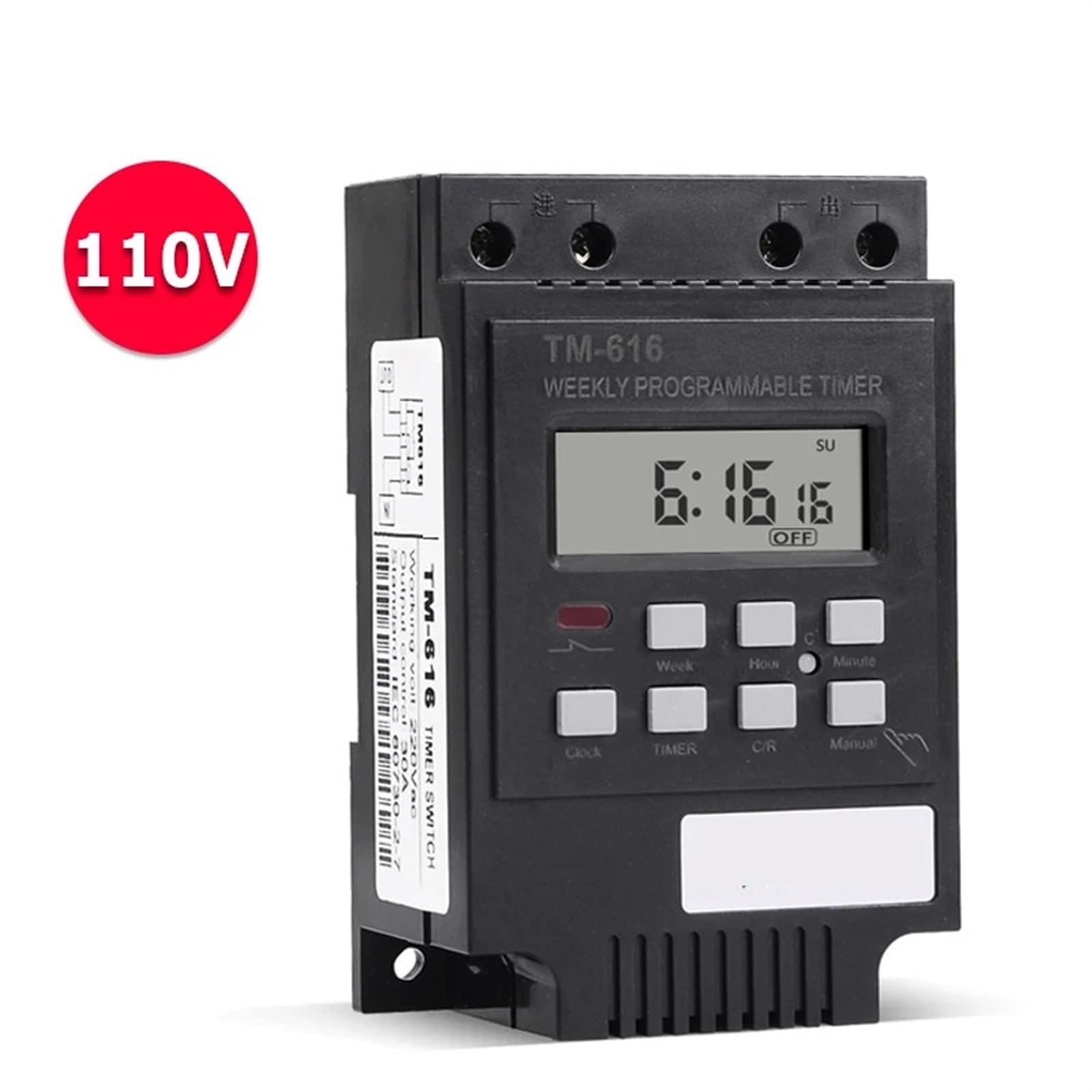 Last 30A Zeitrelais 7 Tage Programmierbarer digitaler Timer Schalter Relais Steuerung Zeit 110V 120Vac Din-Schienenmontage 1St