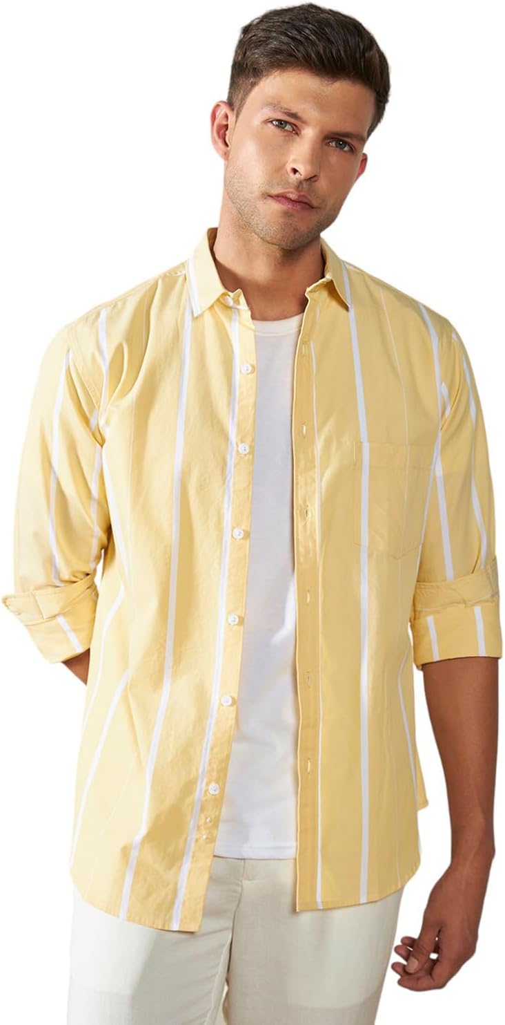 Dennis Lingo Mens Spread Collar Cotton Casual Style Shirts