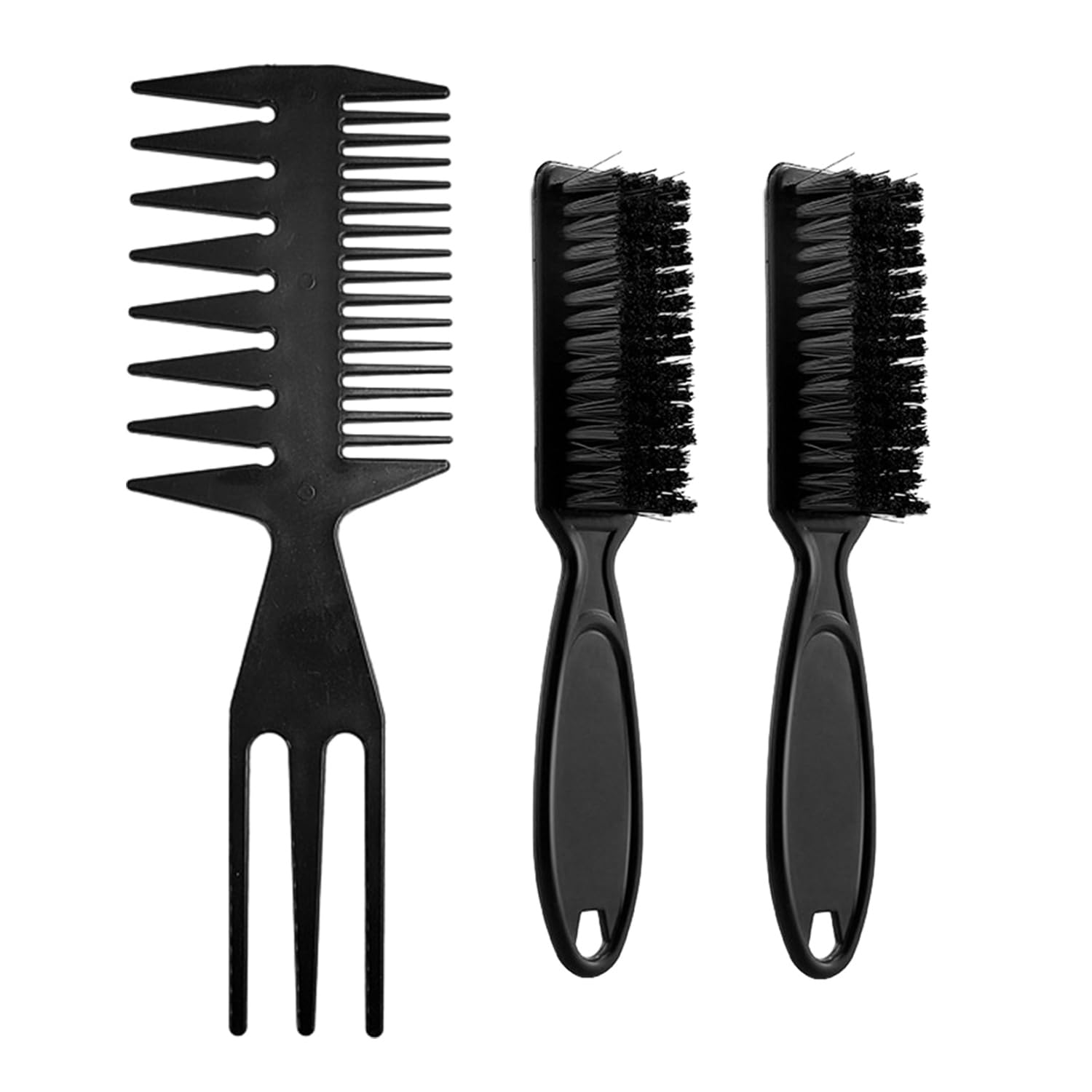 2 cepillos negros para barba con 1 peine de pelo negro, cepillo de cerdas suaves, cepillo de peluquería, cepillo de desvanecimiento, cepillo de pelo para hombre, accesorios de peluquería