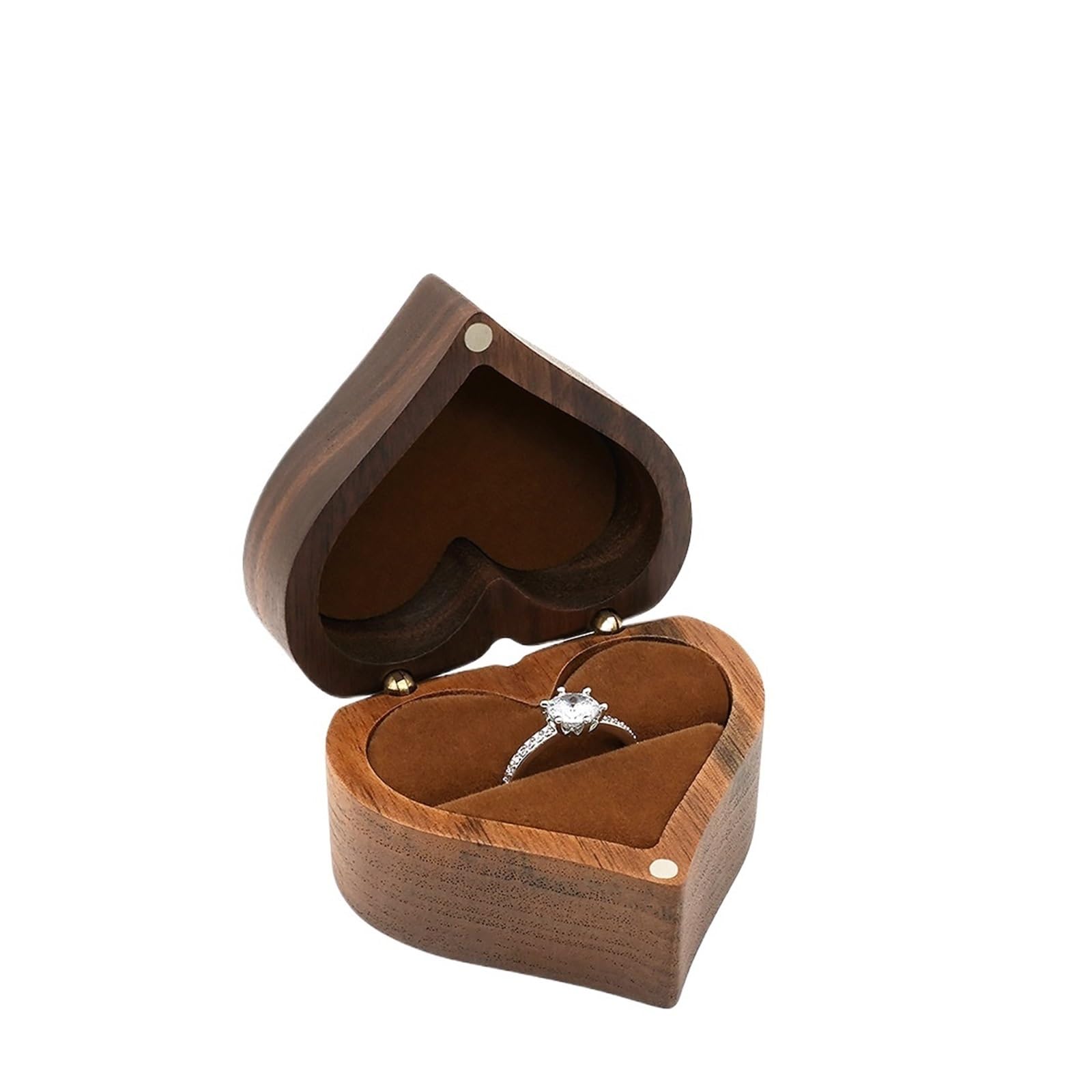 LCKKJHG Wedding Ring Box Heart-shaped Wooden Jewelry Box Proposed Jewellery Case Wedding Display Storage Organizer Earring Ring Necklace(Color 03,NO ENGRAVING)